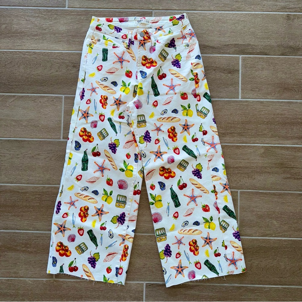 Oat Italian Summer Wide Leg Crop Jeans Size 2
